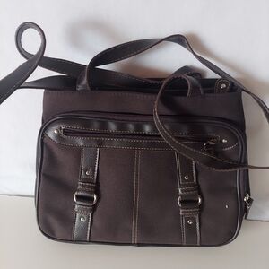 Brown canvas handbag